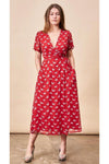 Chiffon Maxi Dress in Blush & Berry Poppy Flower