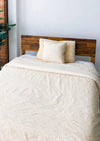 Symbology Organic Cotton Reversible Duvet Cover in Stylized Feather/Art Deco Navy + Cream