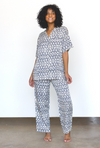 Geo Starburst Modal Pajama Set in Navy + Cream