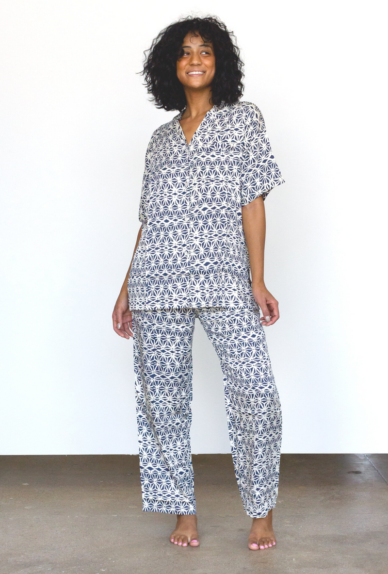 Geo Starburst Modal Pajama Set in Navy + Cream – SymbologyClothing