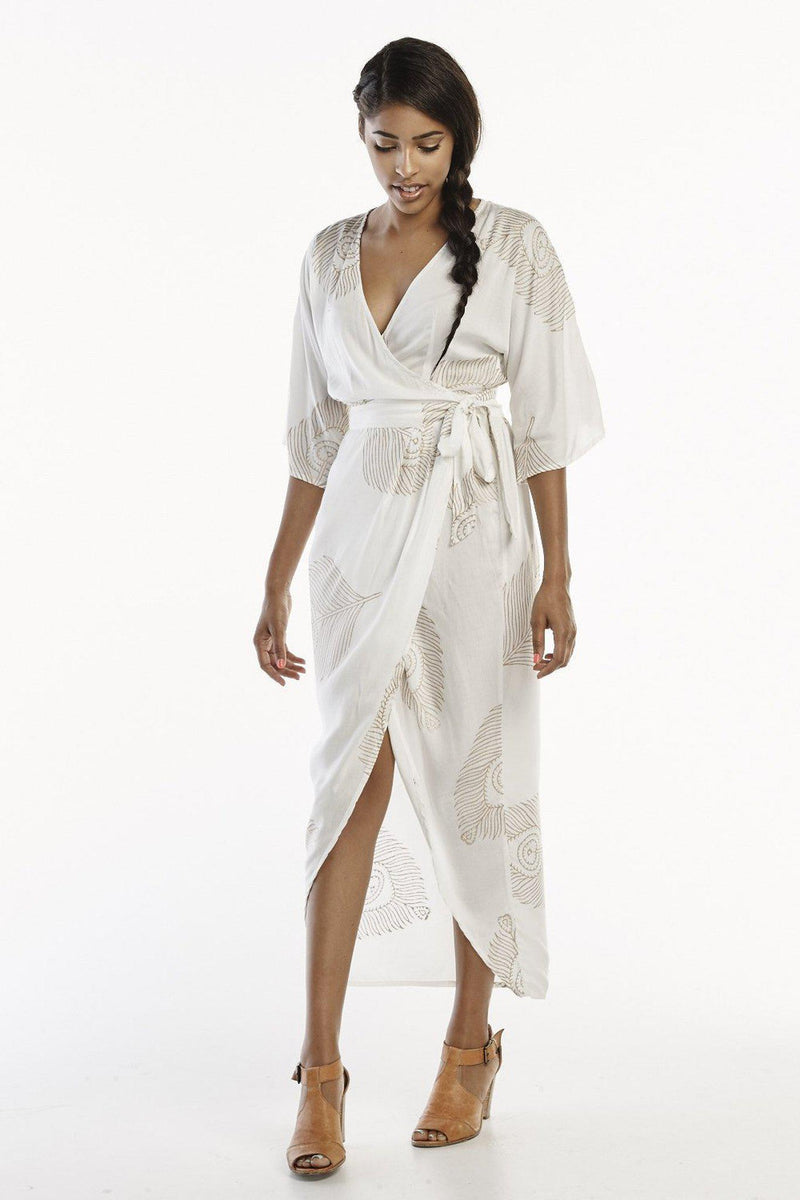 Silk Blend Kimono Robe Boheme, Gold Plus Size Dressing Gown Woman