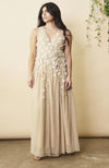 Floral Embroidered Wedding Dress in Cream + Silver