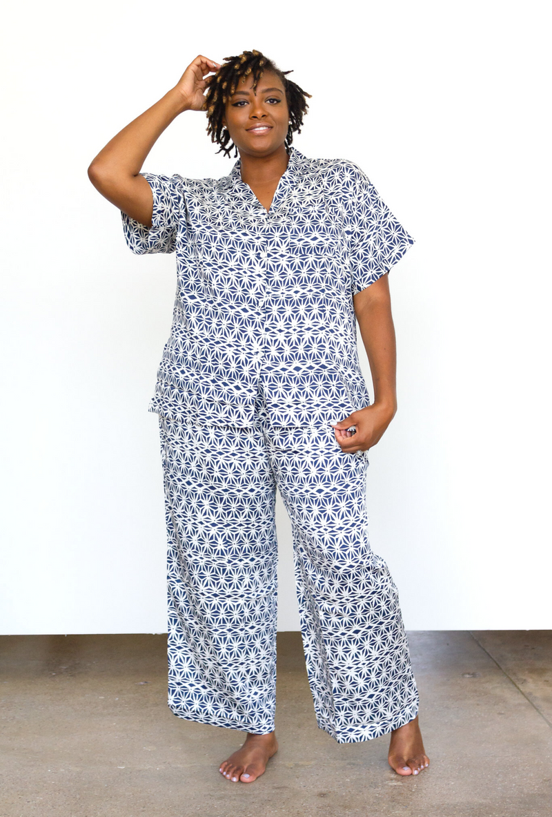 Geo Starburst Modal Pajama Set in Navy + Cream – SymbologyClothing