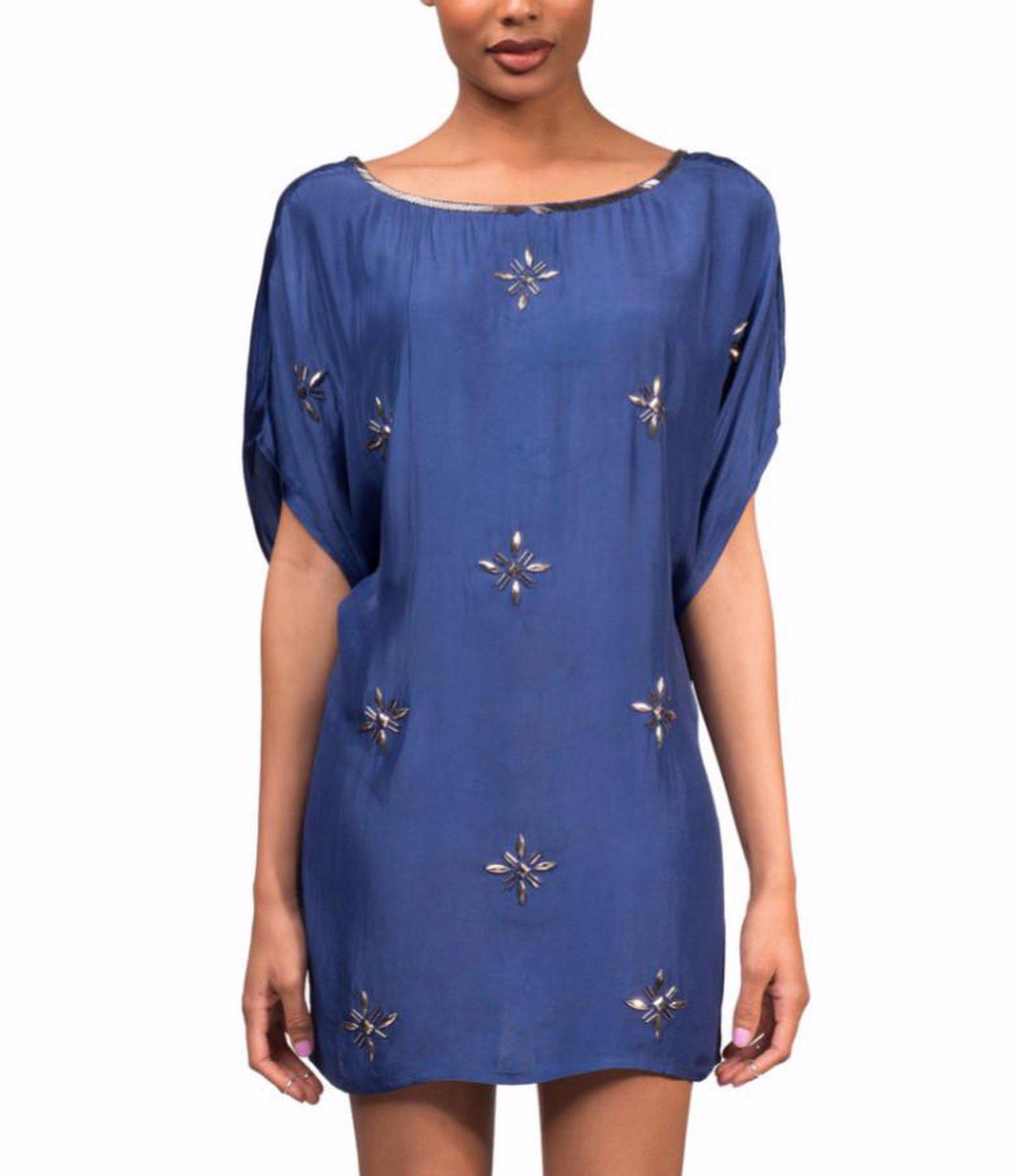 Silk T-Shirt Dress in Beaded Jewel Flower--Ethical Fashion –  SymbologyClothing