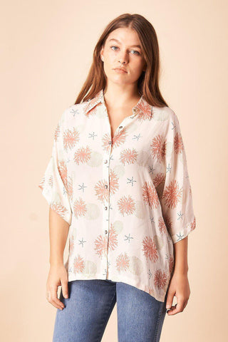 Patterned Flower Tunic in Mauve + Berry