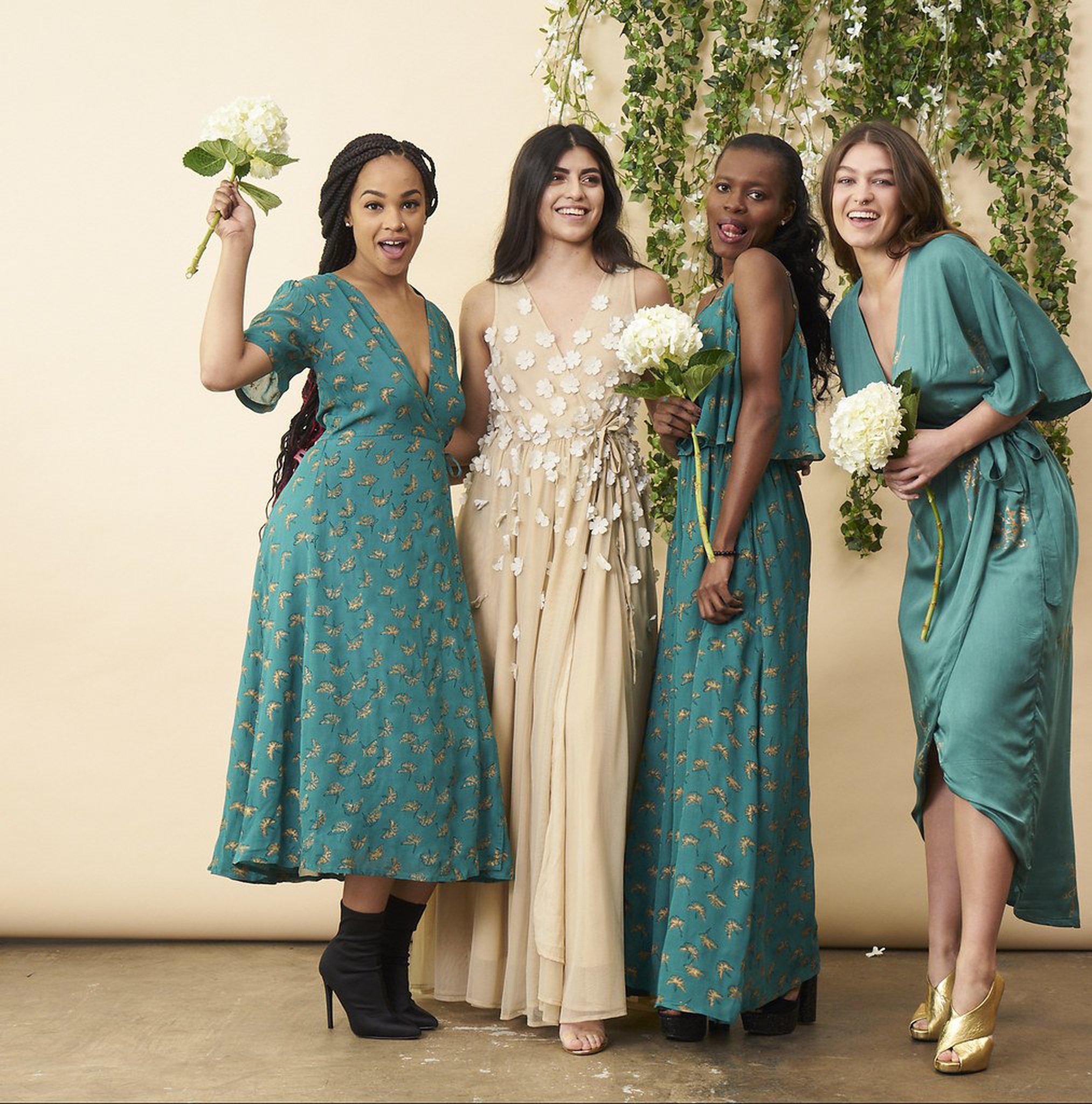 Floral Ombre Maxi Gown in Champagne and Cream  SymbologyClothing