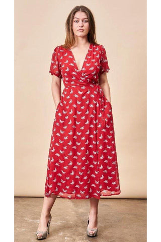Chiffon Maxi Dress in Blush & Berry Poppy Flower