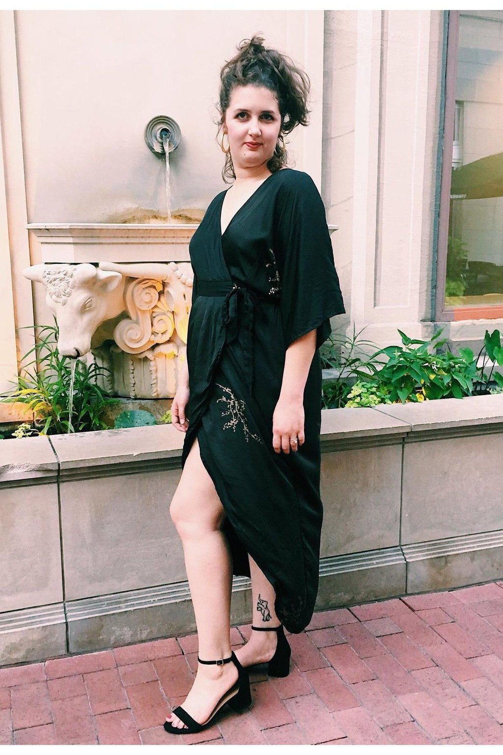 Cherry Blossom Maxi Wrap in Black + Gold SymbologyClothing Cherry Blossom Maxi Wrap in Black + Gold SymbologyClothing