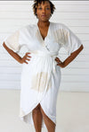 Flapper Chic Tassel Dress in Cream + Grey