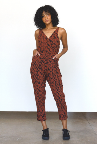 Baby Cacti Wrap Jumpsuit in Black & Ivory
