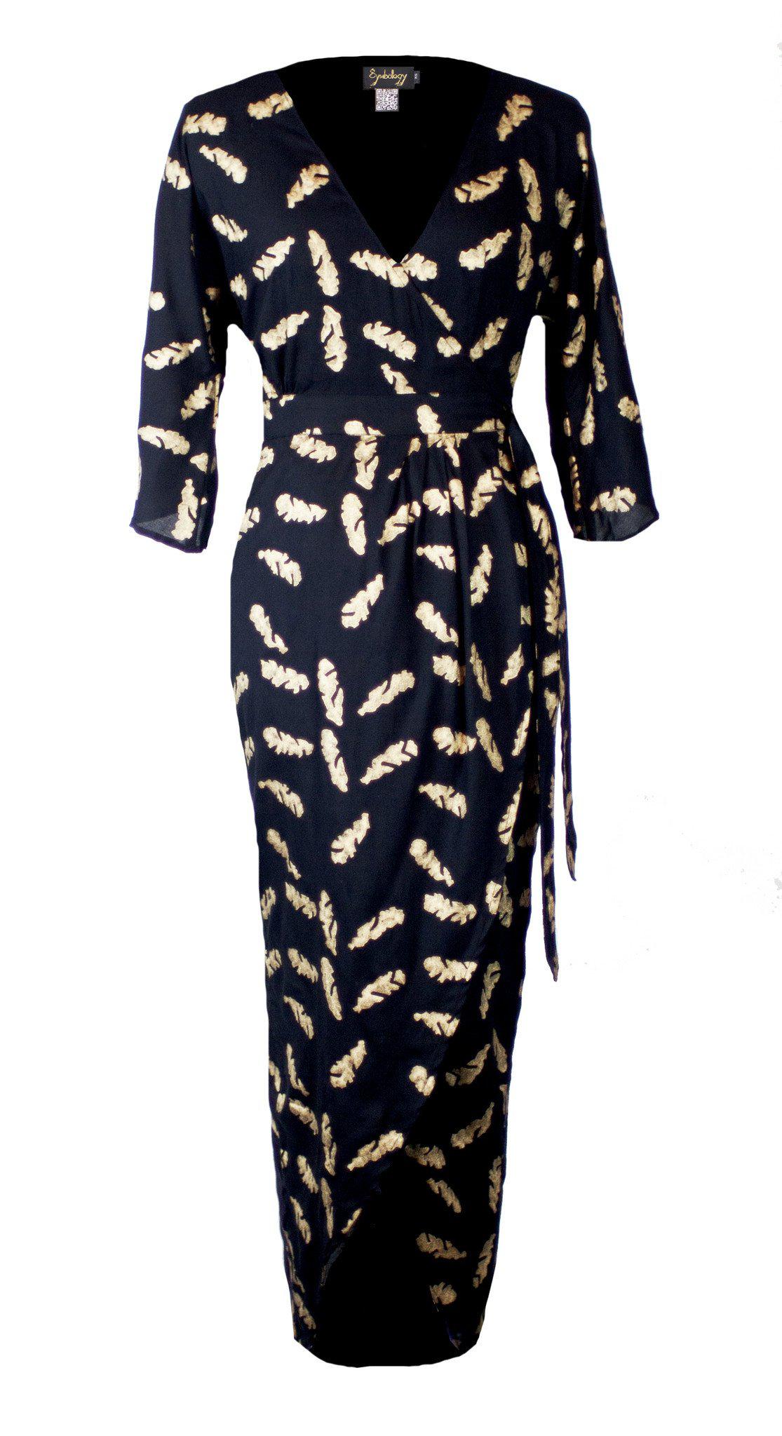 Breezy Feather Maxi Wrap in Black & Gold – SymbologyClothing