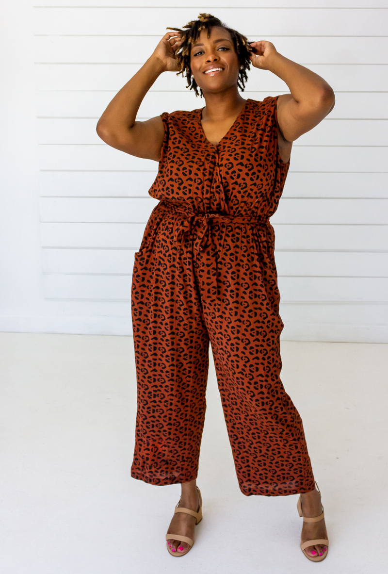 Leopard and top black jumpsuit