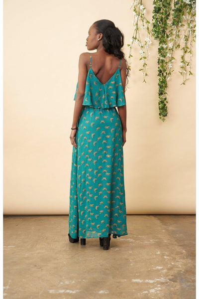 Ginkgo 'Cropped' Maxi Dress in Emerald + Gold – SymbologyClothing