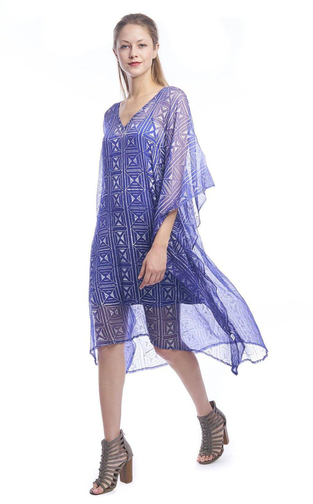 Geo Diamond Midi Caftan in Cobalt Blue + Silver – SymbologyClothing Geo Diamond Midi Caftan in Cobalt Blue + Silver – SymbologyClothing