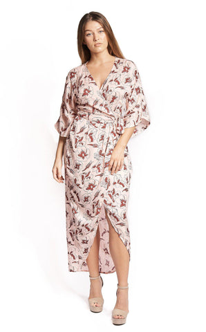 Baby Cacti Butterfly Sleeve Maxi Dress in Black + Cream