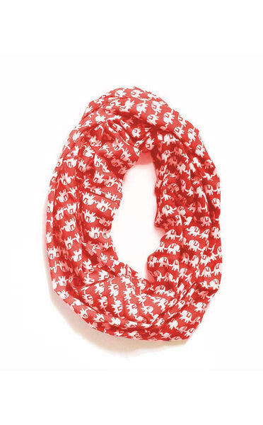 Kissing Elephants Infinity Scarf in Red & Cream – SymbologyClothing