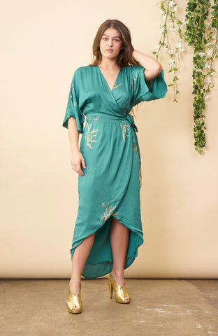 Cherry Blossom Maxi Wrap in Sage + Gold